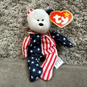 NEW Ty 1999 Teenie Beanie Babies Spangled the Bear Patriotic American Flag
